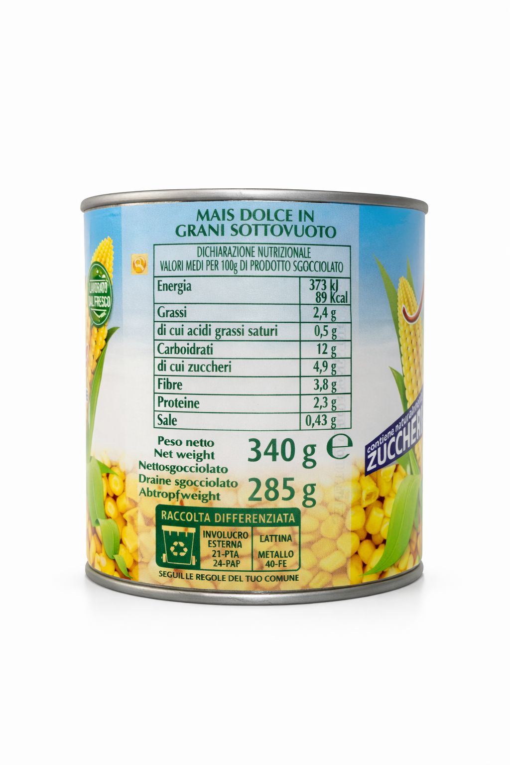 Maíz Dulce Gustato Cocido al Vapor 340 g